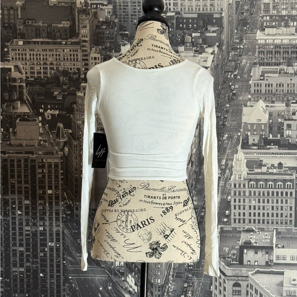 Naked Wardrobe Long Sleeve Stretch Crop Top - Picture 3 of 5